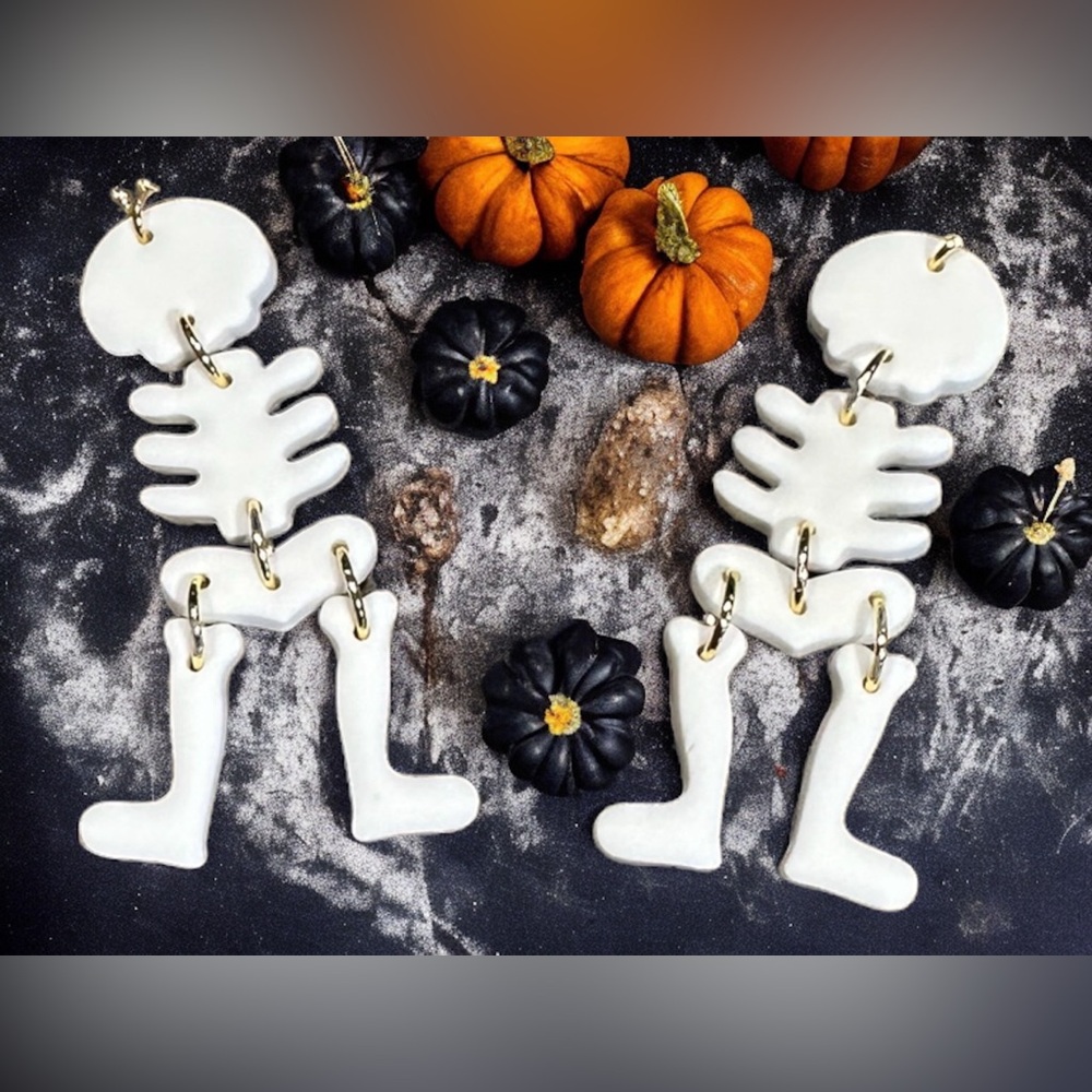 Skeleton Polymer Clay Dangle Earrings